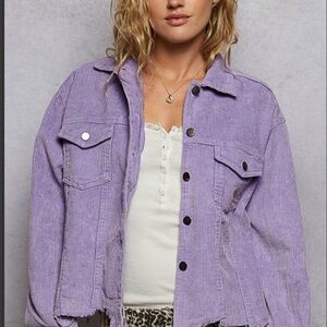 NEW POL Trucker Jacket Purple
Corduroy Raw Hemline Relaxed Fit
New Item